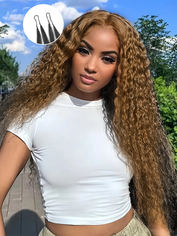 EINbeauty Pure Color #27 Deep Wave Pre Looped Raw Vigin Crochet 10 Packs Hair Extension