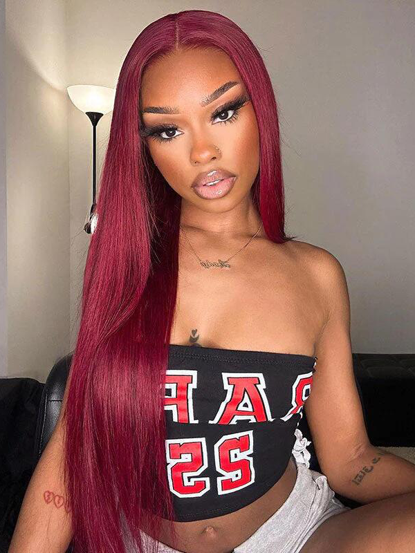 EINbeauty Hair Burgundy Knots Bye Wig Straight 9x6 Pre-bleached Tiny Knots Wig