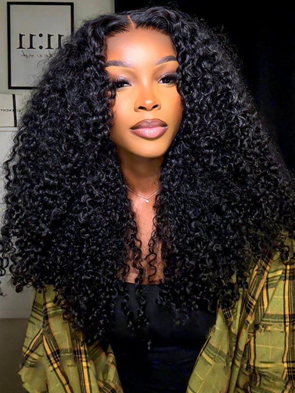 EINbeauty 9x6 Glueless Lace Afro Kinky Curly Human Hair Wig for African American V Part Upgraded