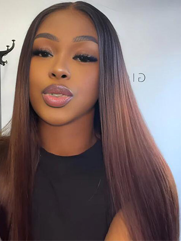EINbeauty 9x6 M-cap Ombre Brown Straight Glueless 100% Human Hair Wig