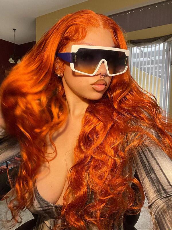 EINbeauty Body Wave Ginger Orange Brazilian Colored Orange Transparent Lace Wig