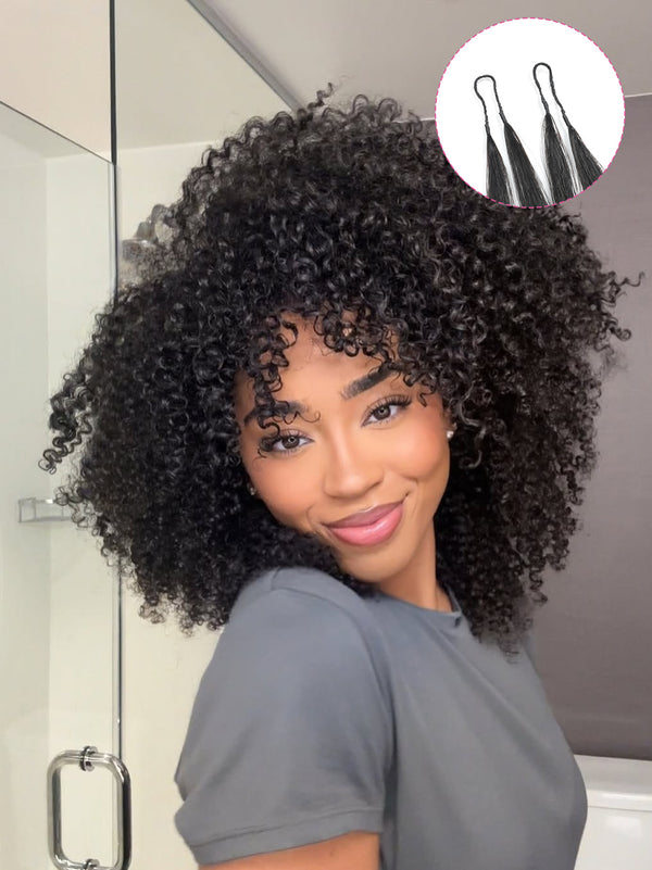 EINbeauty Jerry Curly Pre-Separated Feather Crochet Hair Extensions Natural Blend