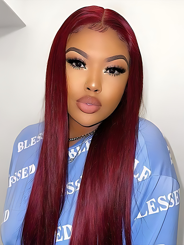 EINbeauty Glue Bye Burgundy Color Straight HD Lace Closure Wig Pre-cut Lace