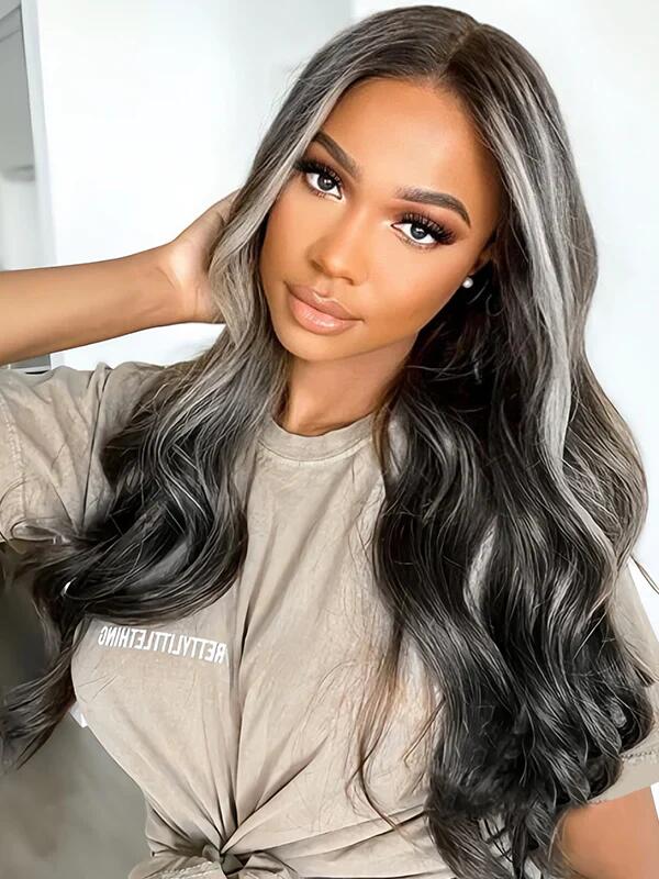 EINbeauty Platinum Blonde Highlights Wig Straight Virgin Human Hair Balayage Color