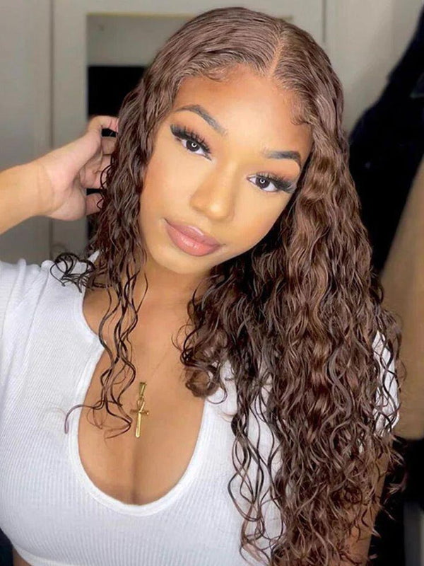 EINbeauty Glue Bye Chocolate Brown Curly Wig  9x6 Pre-pluck Natural Hairline