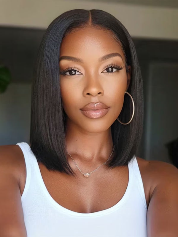 EINbeauty 9x6 Easy Yaki Straight Bob Wig Pre Plucked HD Lace 100% Human Hair Wig