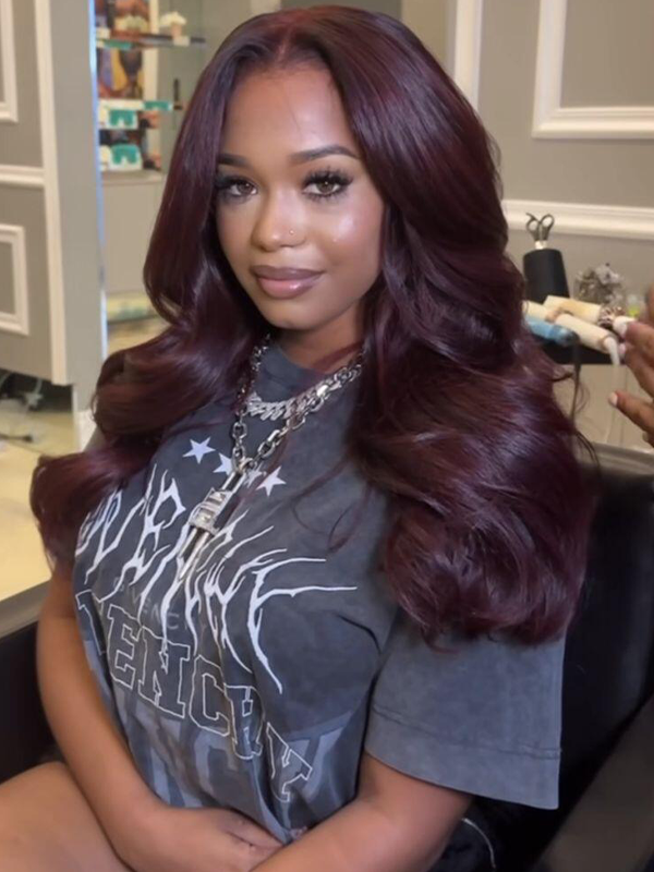 EINbeauty 99J Burgundy Color Body Wave Lace Closure Wig  HD Lace Wig