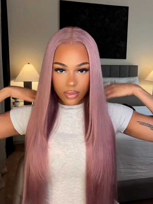 EINbeauty Hair New Arrival Ash Purple Color Wig Lace Front Rose Gold Human Hair